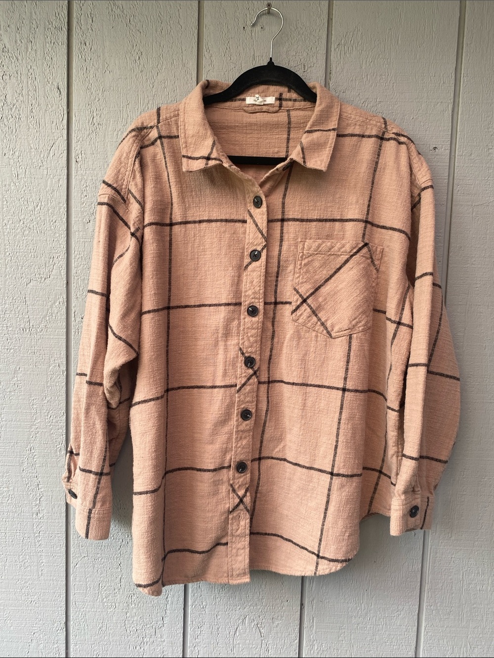 Maurices Peach Plaid Button-Up Shirt